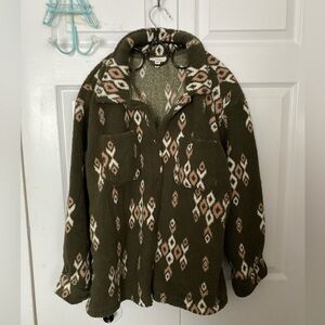 Como Blu Olive Patterned Women's Sherpa Jacket 🧥